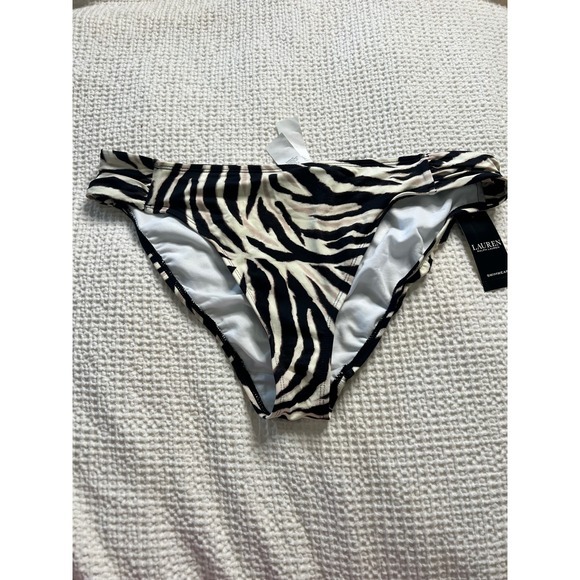 Lauren‎ Ralph Lauren Zebra Print Ruched Swim Bikini Bottoms - Picture 2 of 4